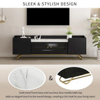 63.07 TV Stand with Glass & Gold Frame for 70 TVs