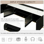 63.07 TV Stand with Glass & Gold Frame for 70 TVs