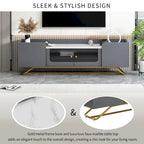 63.07 TV Stand with Glass & Gold Frame for 70 TVs