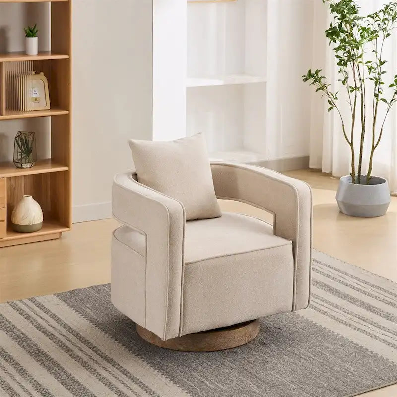 29.1 Swivel Accent Chair with Weathered Wood Base