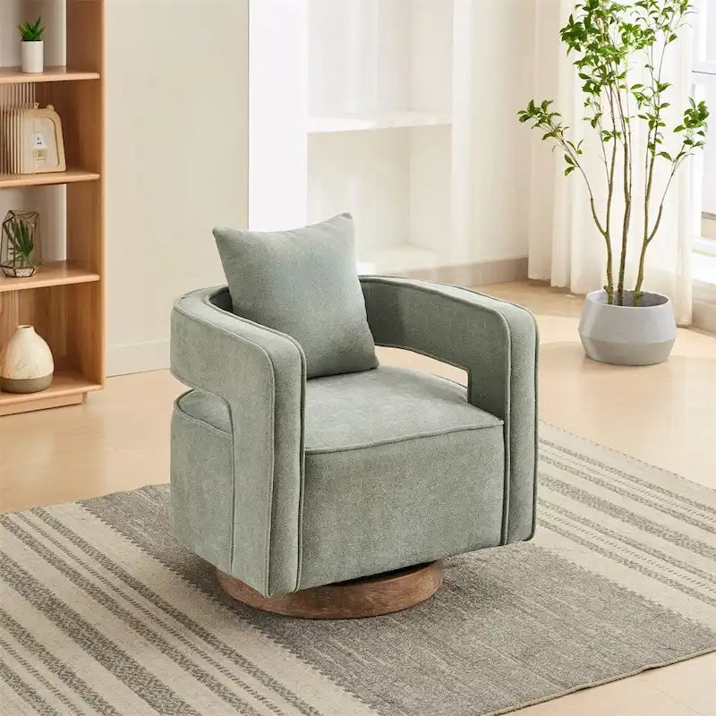 29.1 Swivel Accent Chair with Weathered Wood Base