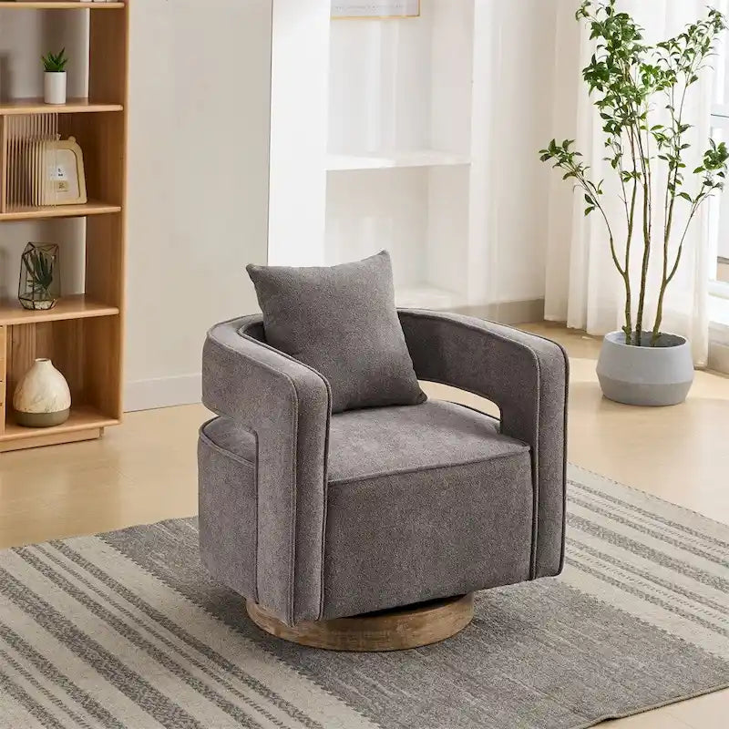 29.1 Swivel Accent Chair with Weathered Wood Base