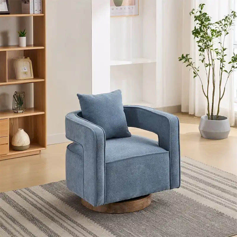 29.1 Swivel Accent Chair with Weathered Wood Base