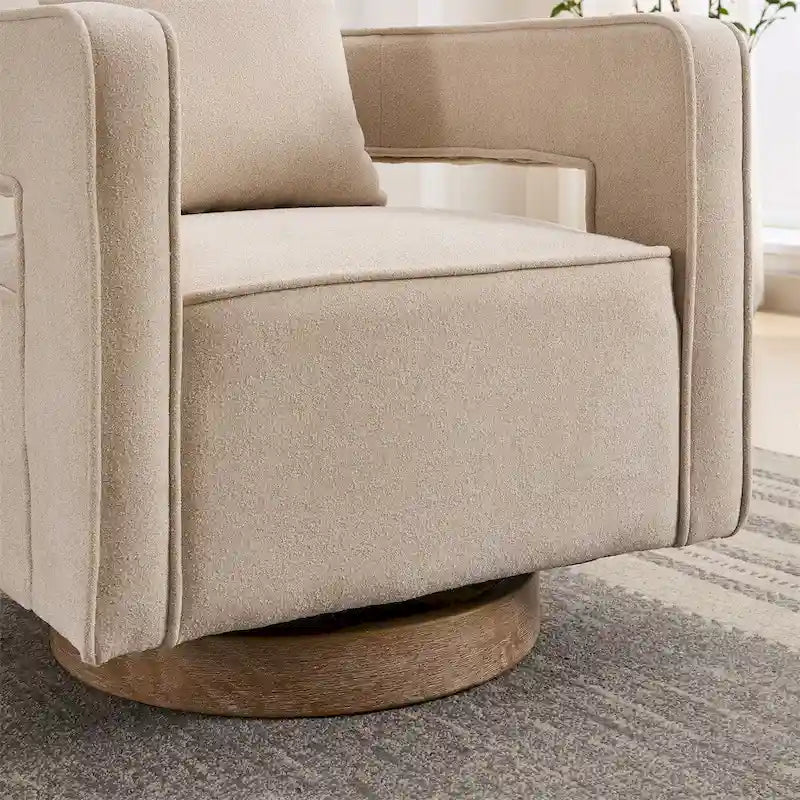 29.1 Swivel Accent Chair with Weathered Wood Base