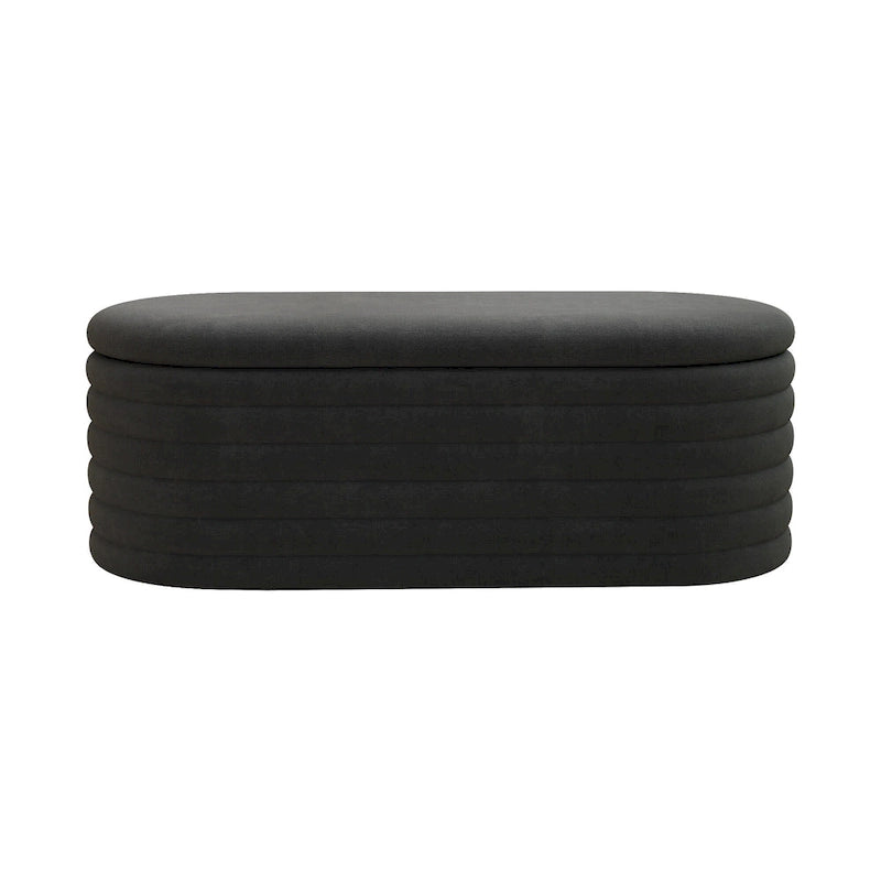Storage Chenille Ottoman Bench Upholstered Fabric Storage Bench End of Bed Stool with Safety Hinge
