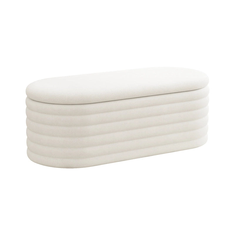 Storage Chenille Ottoman Bench Upholstered Fabric Storage Bench End of Bed Stool with Safety Hinge