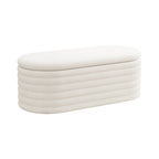 Storage Chenille Ottoman Bench Upholstered Fabric Storage Bench End of Bed Stool with Safety Hinge