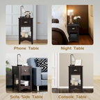 Modern-Style Side Table / Coffee Table (2-Piece Set), Compact Design with Drawer — 13" x 22" x 23" (L x W x H)