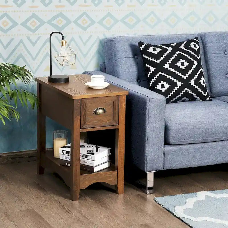 Modern-Style Side Table / Coffee Table (2-Piece Set), Compact Design with Drawer — 13" x 22" x 23" (L x W x H)