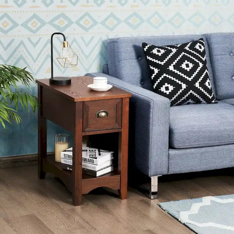 Modern-Style Side Table / Coffee Table (2-Piece Set), Compact Design with Drawer — 13" x 22" x 23" (L x W x H)