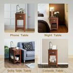 Modern-Style Side Table / Coffee Table (2-Piece Set), Compact Design with Drawer — 13" x 22" x 23" (L x W x H)