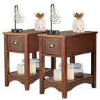 Modern-Style Side Table / Coffee Table (2-Piece Set), Compact Design with Drawer — 13" x 22" x 23" (L x W x H)