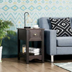 Modern-Style Side Table / Coffee Table (2-Piece Set), Compact Design with Drawer — 13" x 22" x 23" (L x W x H)