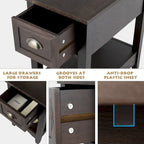 Modern-Style Side Table / Coffee Table (2-Piece Set), Compact Design with Drawer — 13" x 22" x 23" (L x W x H)