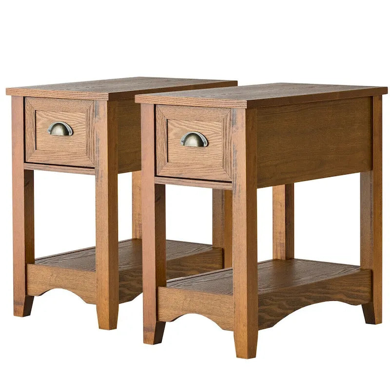 Modern-Style Side Table / Coffee Table (2-Piece Set), Compact Design with Drawer — 13" x 22" x 23" (L x W x H)