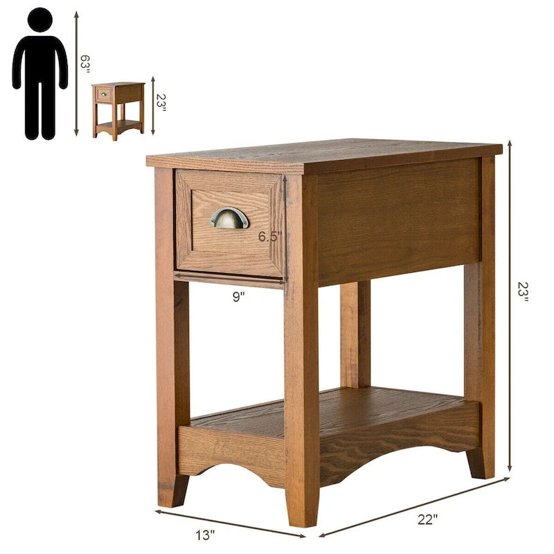 Modern-Style Side Table / Coffee Table (2-Piece Set), Compact Design with Drawer — 13" x 22" x 23" (L x W x H)