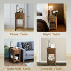 Modern-Style Side Table / Coffee Table (2-Piece Set), Compact Design with Drawer — 13" x 22" x 23" (L x W x H)