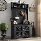 42 Wide Farmhouse Entryway Bench with Coat Rack, Mudroom Cabinet