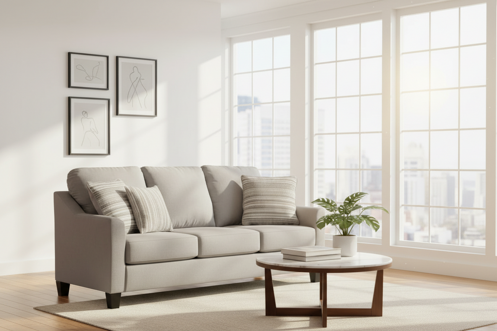 Queen Size Sofa Sleeper Bed, Gray, Bifold Memory Foam Mattress