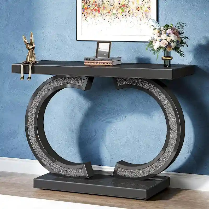 Silver Console Table, 39 Mirror Entryway Table for Entrance
