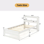 Single Wooden Bed Frame (with Charging Station and LED Lights)