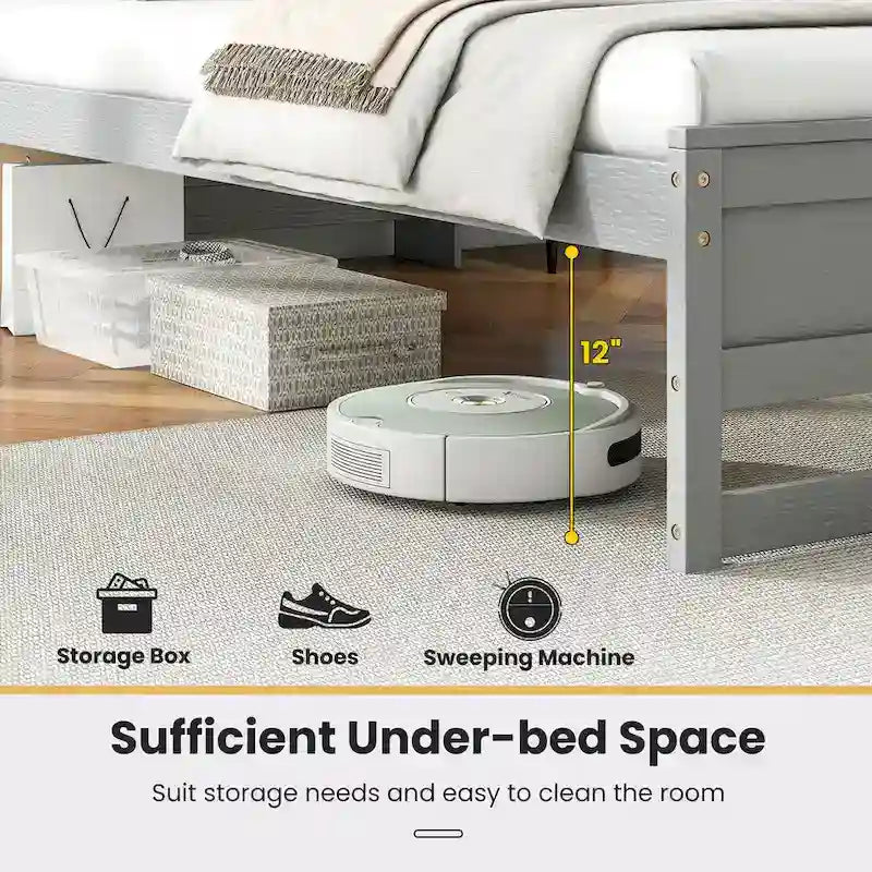 Single Wooden Bed Frame (with Charging Station and LED Lights)