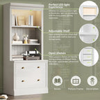 Versatile Tall Bookshelf with LED Lighting and Multiple Storage Options for Home
