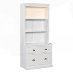 Versatile Tall Bookshelf with LED Lighting and Multiple Storage Options for Home
