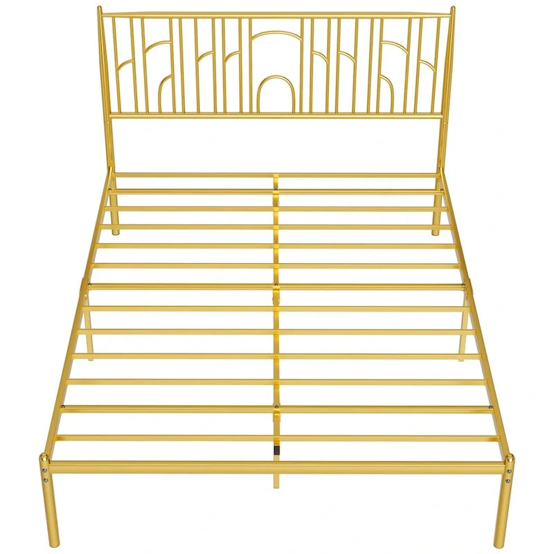 Platform Bed Frame Featuring Decorative Finials And Under-Bed Storage Space; No Box Spring Required.