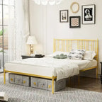 Platform Bed Frame Featuring Decorative Finials And Under-Bed Storage Space; No Box Spring Required.