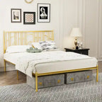 Platform Bed Frame Featuring Decorative Finials And Under-Bed Storage Space; No Box Spring Required.