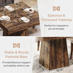 31.5-Inch Square Dining Table for 4, Farmhouse Kitchen Table for Dining Room - 31.5D x 31.5W x 29.53H