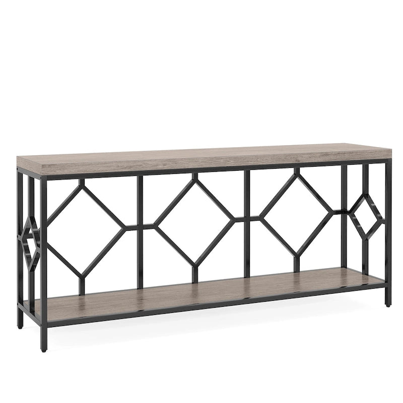 71 Inches Extra Long Console Table Sofa Table with Open Storage Shelf, Narrow Long Sofa Tables Entry Table Behind Couch Table