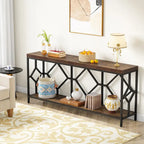 71 Inches Extra Long Console Table Sofa Table with Open Storage Shelf, Narrow Long Sofa Tables Entry Table Behind Couch Table
