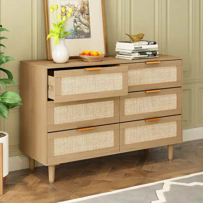 6 drawers Rattan dresser Rattan Drawer