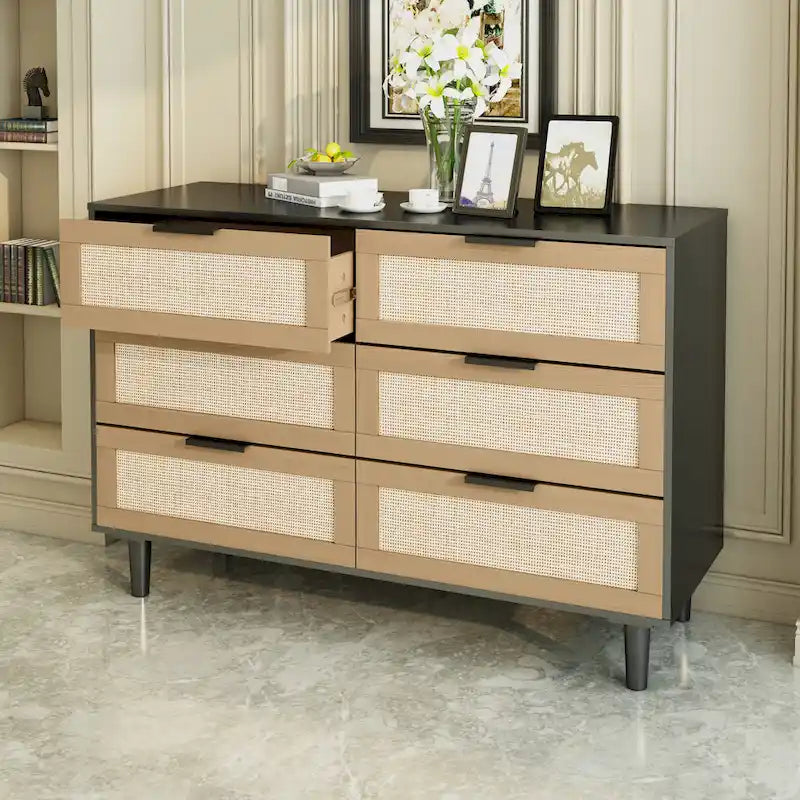 6 drawers Rattan dresser Rattan Drawer