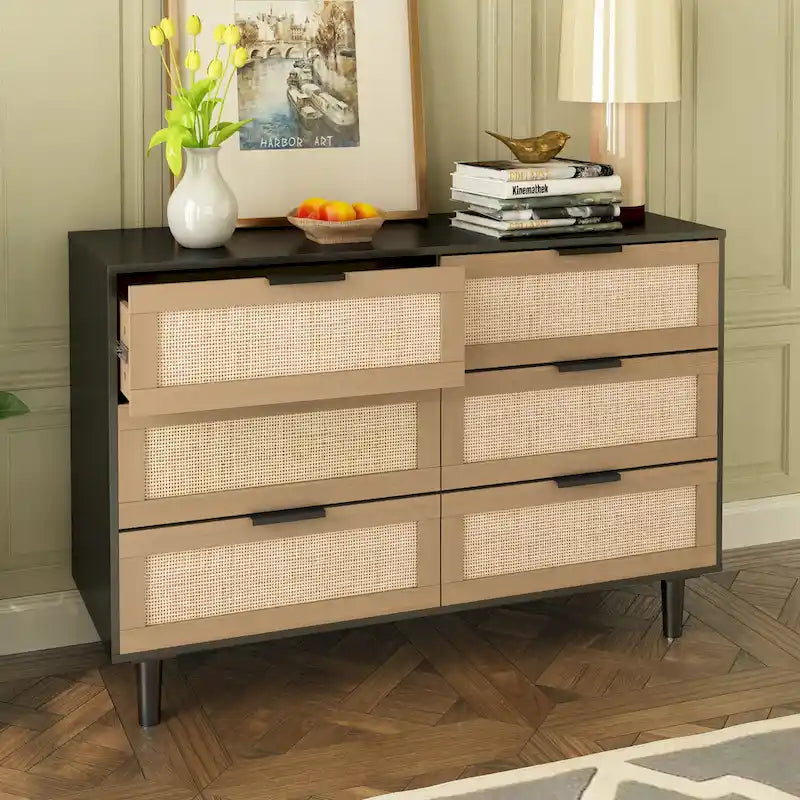 6 drawers Rattan dresser Rattan Drawer