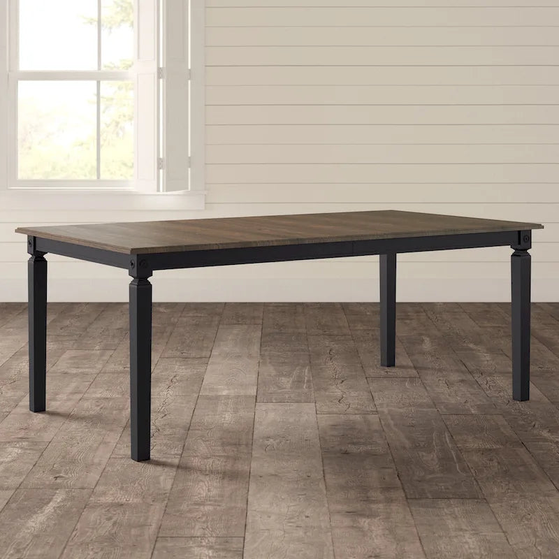 Rubbed Charcoal-Gray Rectangular Dining Table