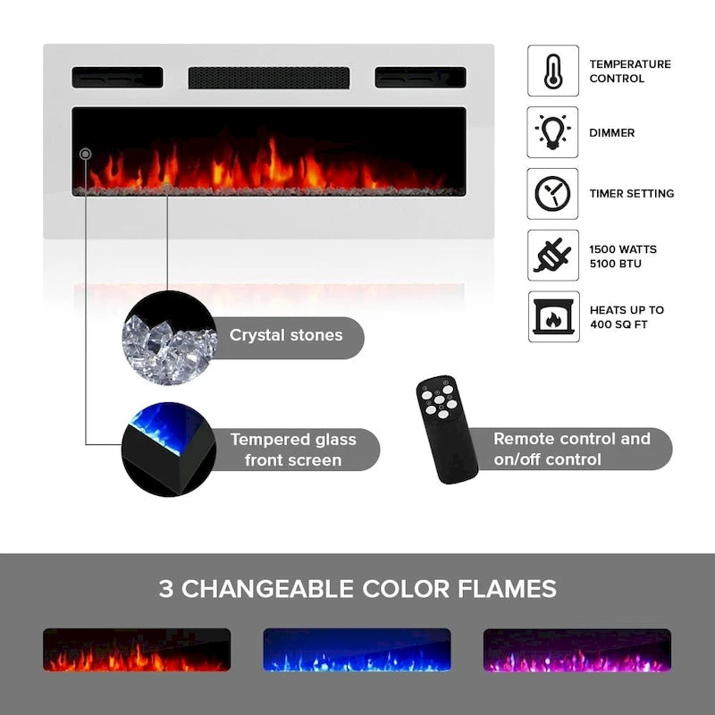 63-Inch TV Stand with Electric Fireplace
