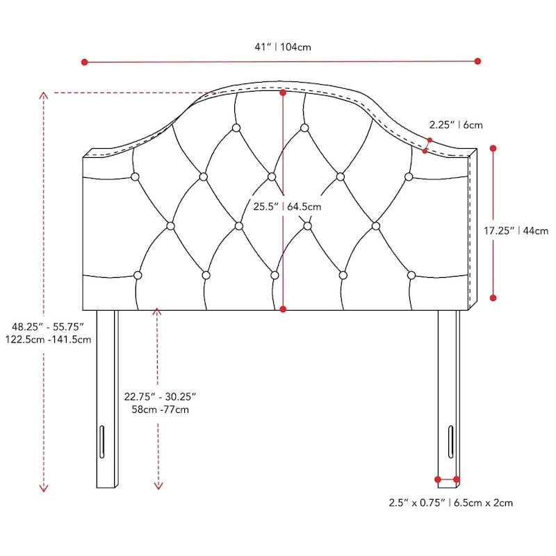 Diamond Tufted Fabric Arched Panel Headboard - Twin
