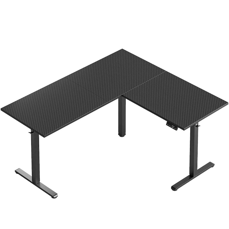 63 L Shaped Standing Desk Corner Desk LED Gaming Desk with Ergonomic Monitor Stand