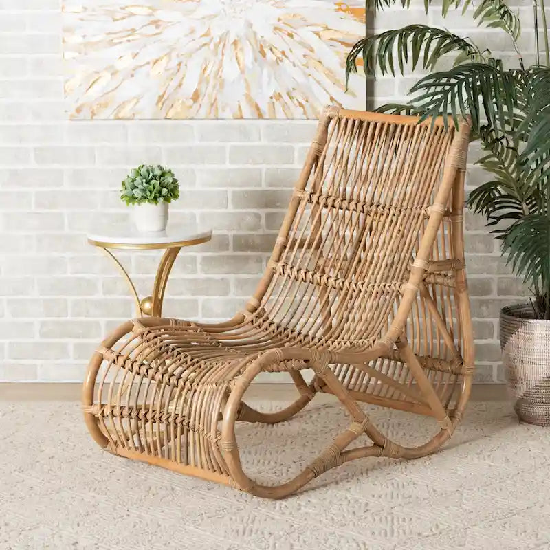 Modern Bohemian Natural Rattan Lounge Chair