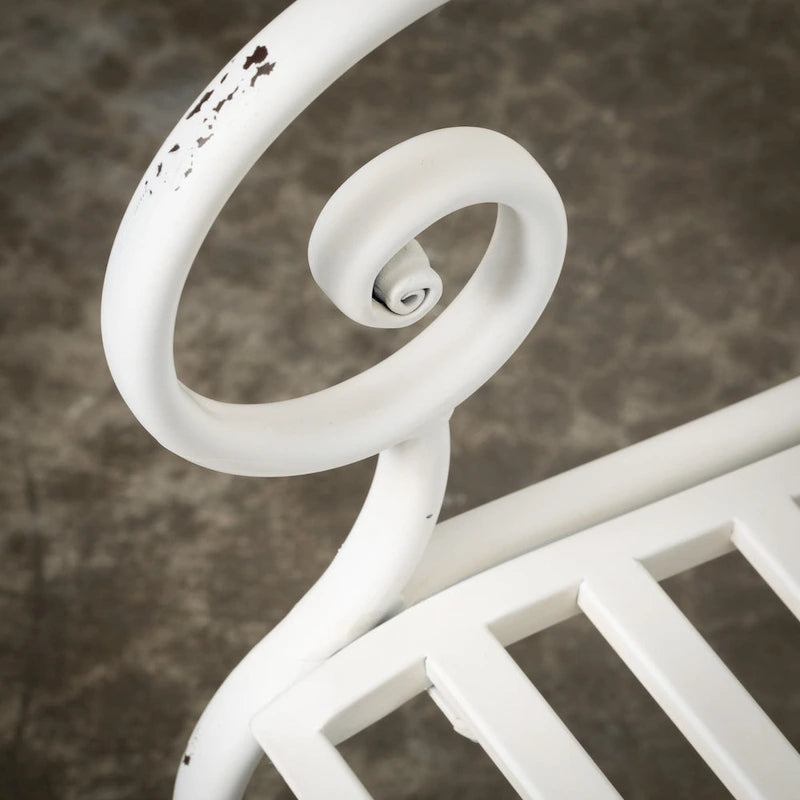 Bright White Metal Garden Bench (36" High) — 45.5" L x 18.5" W x 36" H