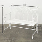 Bright White Metal Garden Bench (36" High) — 45.5" L x 18.5" W x 36" H