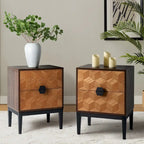 Modern Tall 2-Drawer Nightstand (With Charging Station And Adjustable Feet) — Set Of 2