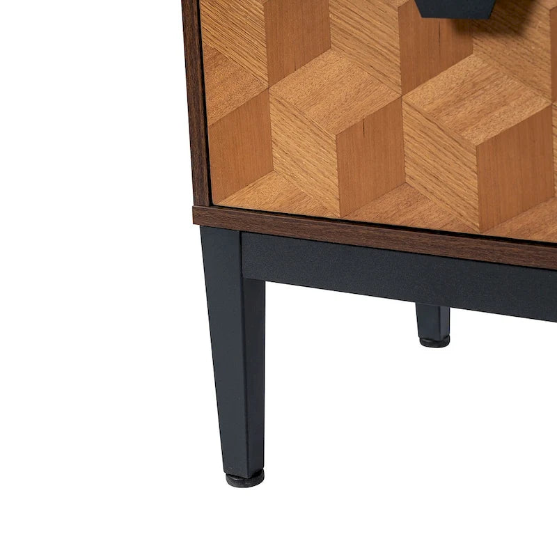 Modern Tall 2-Drawer Nightstand (With Charging Station And Adjustable Feet) — Set Of 2