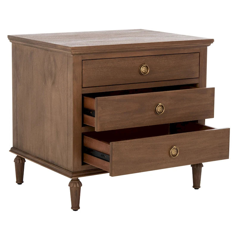 Three-Drawer Wooden Bedside Table