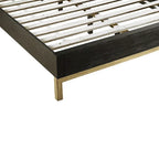 Large Platform Bed With Molded Ribbed Headboard — Black