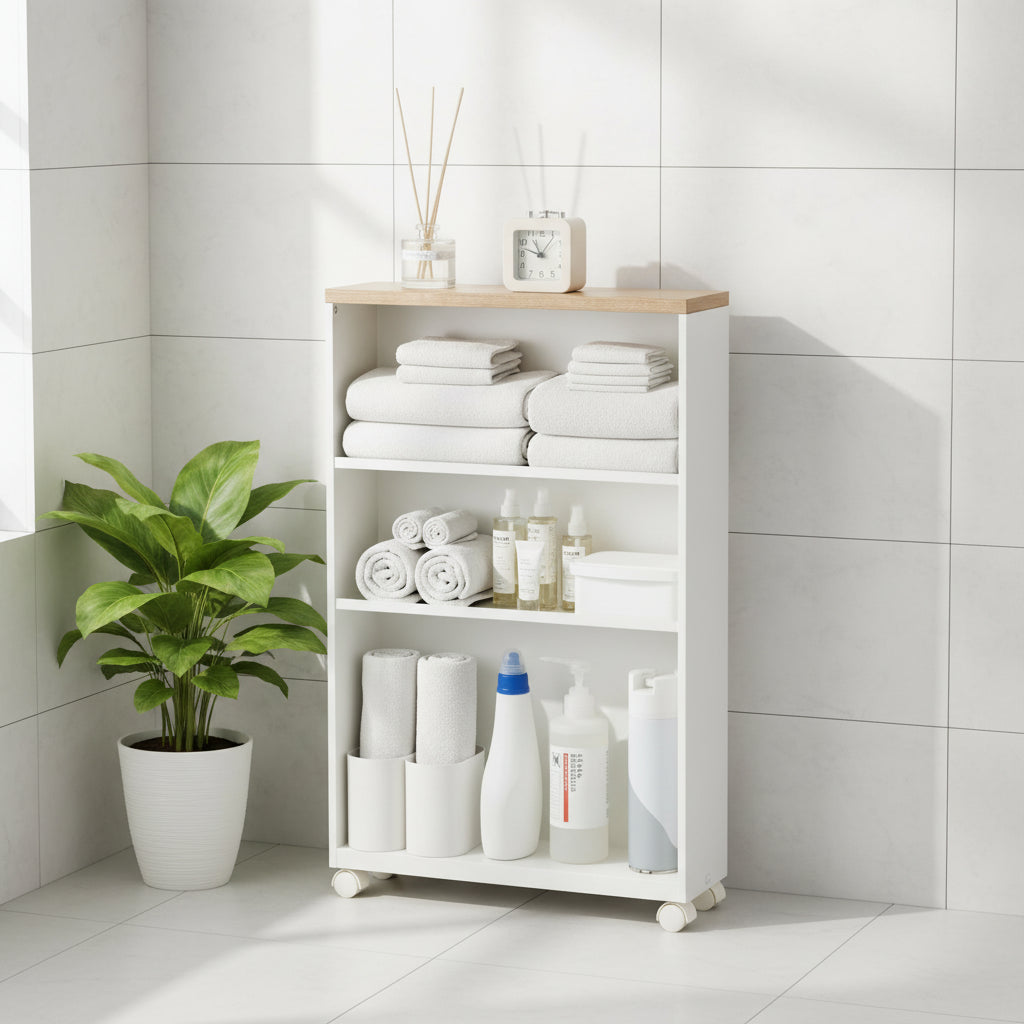 Yamazaki Home Rolling Storage Cart, Steel, Minimal Assembly - L 18.7 x W 5.12 x H 26.97 inches