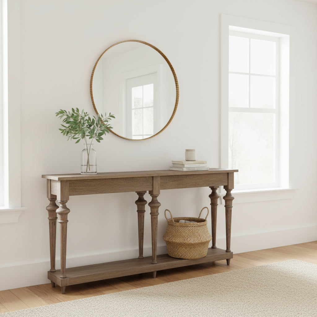 Arin 72-inch Traditional Turned Leg Console Table, Mango Hardwood
